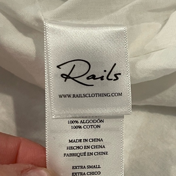 Rails Addison Mini Skirt, White Embroidered Daisies, Shirred Waistband, Size XS - Picture 6 of 14